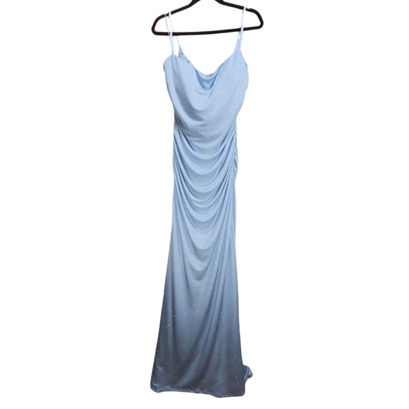NWT Windsor Women's SIZE XL Glitter Open-Back Formal Gown in Periwinkle Blue - Picture 3 of 5